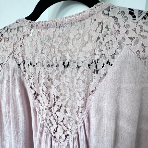 Flowy Mauve Blush Pink Long Sleeve Bell Sleeve Dress - Picture 7 of 13